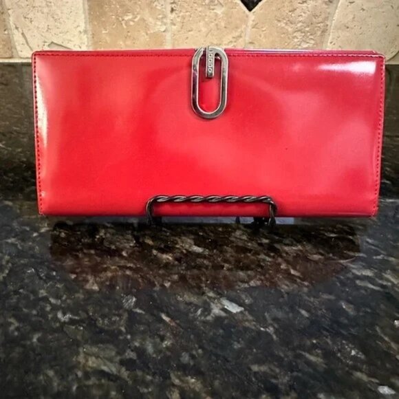 Gucci Patent Leather Long Wallet Red w/ Silver Hardware - Picture 1 of 13